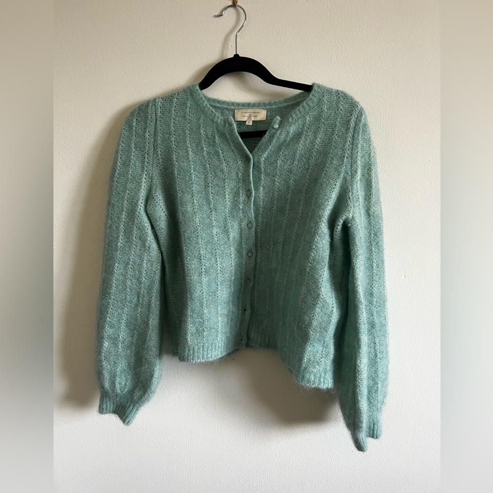 Sezane Amance cardigan in aqua